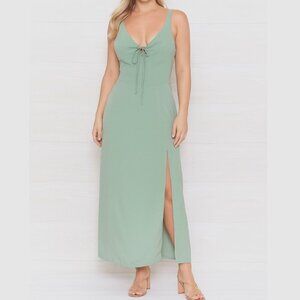 Abercrombie & Fitch Women's Sage Green Sleeveless Tie Front Midi Dress size XS